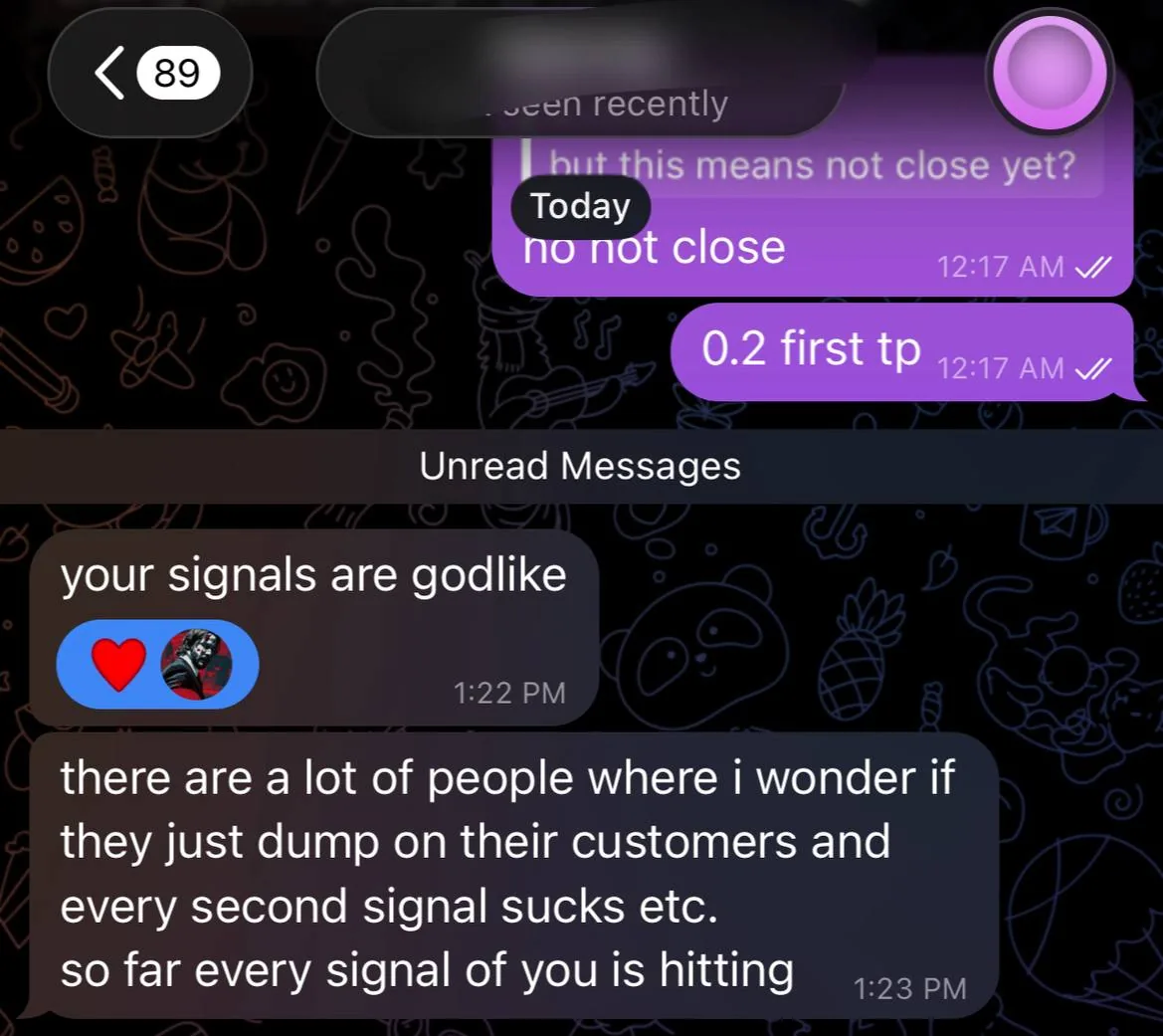 Verified crypto signal execution proof by High Table Member #403 - 5 Star Review: Your signals are godlike - every signal is hitting